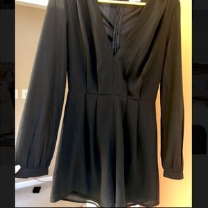 Tobi black chiffon long sleeve romper